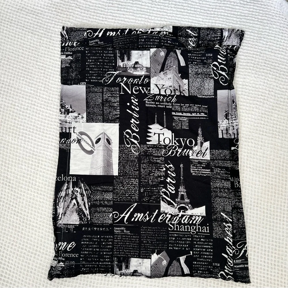 Passport Travel-Themed Black and White Pillowcase